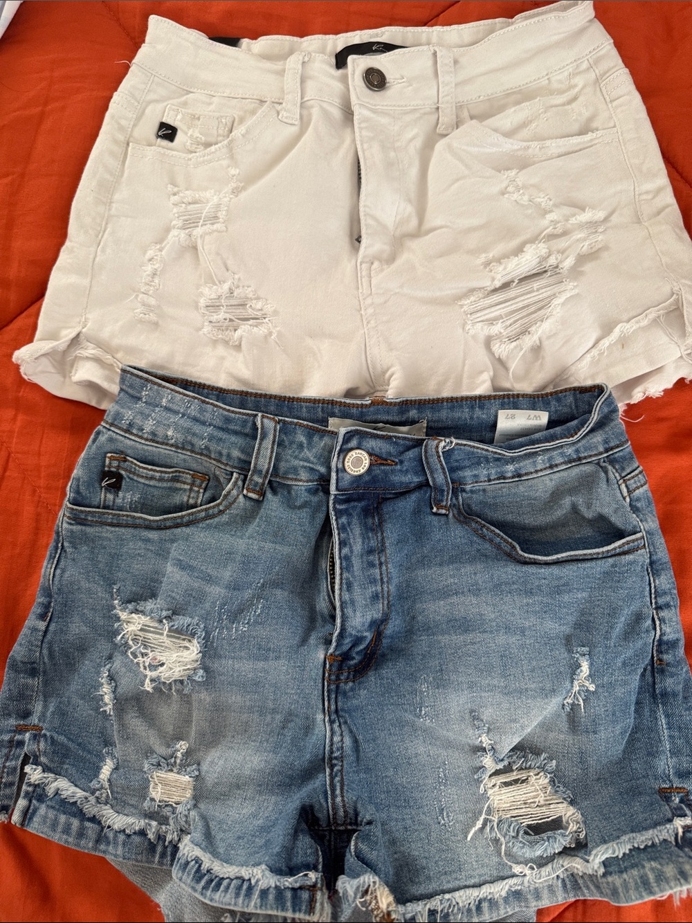 KanCanDistressed Frayed Hem Denim Shorts